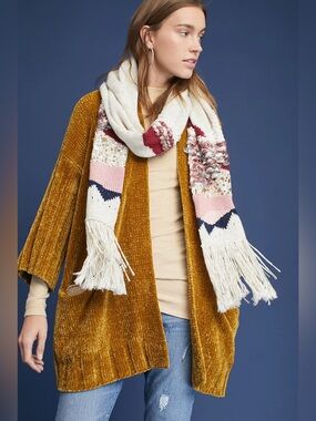 Anthropologie Moth gold Mustard Chenille Cardigan Sweater